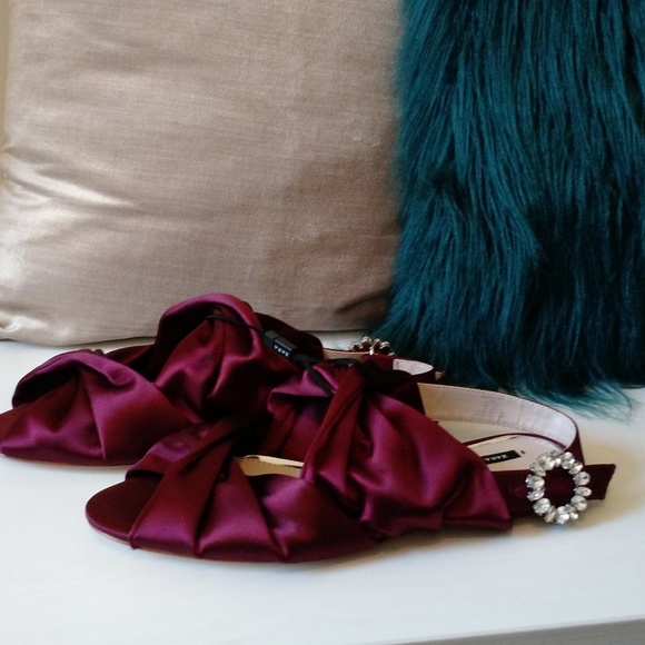 BRAND NEW ZARA SATIN SANDALS EMBELLISHED BUCKLE 37 - Picture 7 of 7